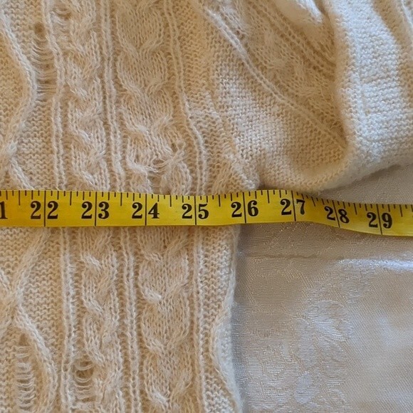 Free People White Sweater SM Grunchy Slouchy Distressed Wool Alpaca Soft - Picture 12 of 13